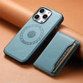 Denior | PU Leather Magnetic Attraction Phone Case for iPhone 16/15/14/13/12 Series & Card Bag(3 Card Slots) Blue OPP Bag Tidesmit