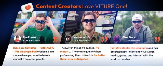 VITURE One XR/AR 3D Glasses Compatible Steam Deck/ROG Ally/Gaming Consoles/PC/Android Electrochromic Film Myopia Adjustments