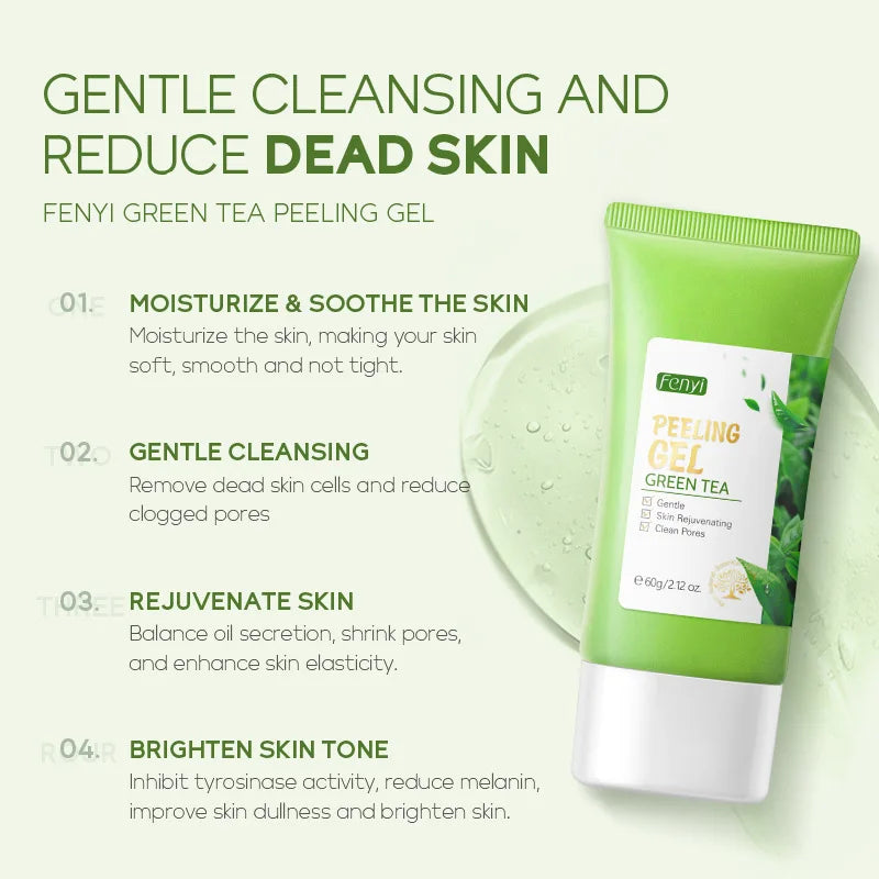 Facial Exfoliating Peeling Gel | Deep Pore Cleansing with Green Tea Scrubs Treatments Tidesmit