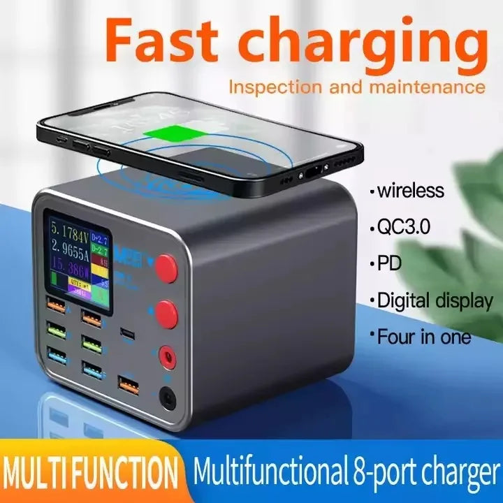 Maant Dianba No.1 Multifunctional 8-port Fast Charger PD+QC3.0 Quick Charging With Wireless Charger for Mobile Phone Tidesmit