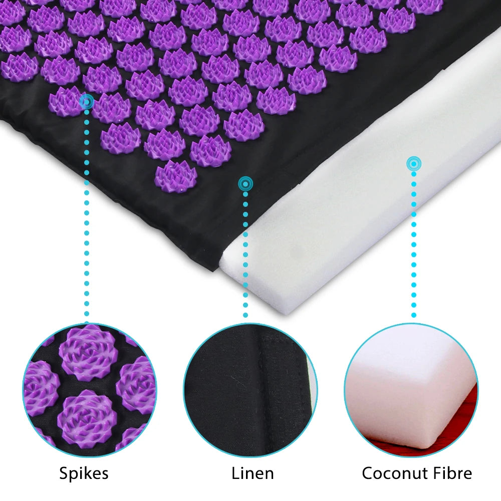 Acupressure Massage Mat for Back Relief – Lotus Spike Cushion Set Back Massage Instrument Tidesmit