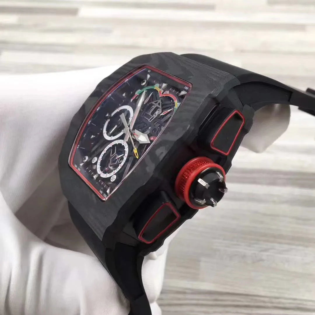 Hot Selling Black Color Waterproof Watch with Fully Automatic Mechanical Movement, Luxurious Men's Mechanical Watch