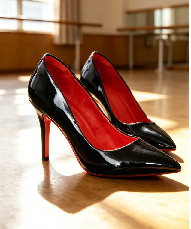 9.5/10.5cm Latin Dance Heels Shoes Pointed Toe Classic Red Sole Stiletto Pumps Jazz Chacha Ballroom Salsa Performance for Women