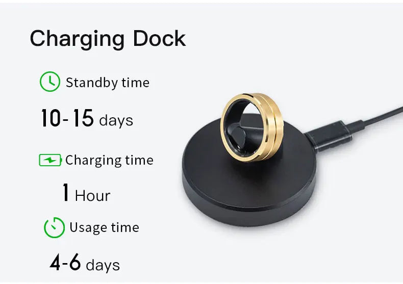 Heart Rate Monitor Smart Ring with Sleep and Fitness Tracking IOS and Android APP Control Tidesmit