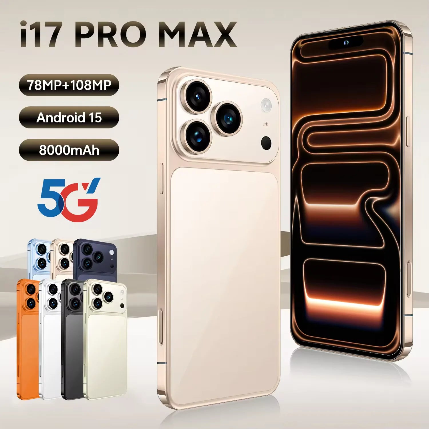 Tidesmit 5G Smartphone 7.3-Inch AMOLED 16GB RAM 1TB Storage Dual SIM Gold 16g 1TB Tidesmit