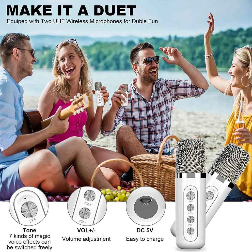 Ktv Stereo Karaoke Machine Portable Bluetooths Karaoke Speaker for Adults and Kids With 2 Wireless Microphones My Store