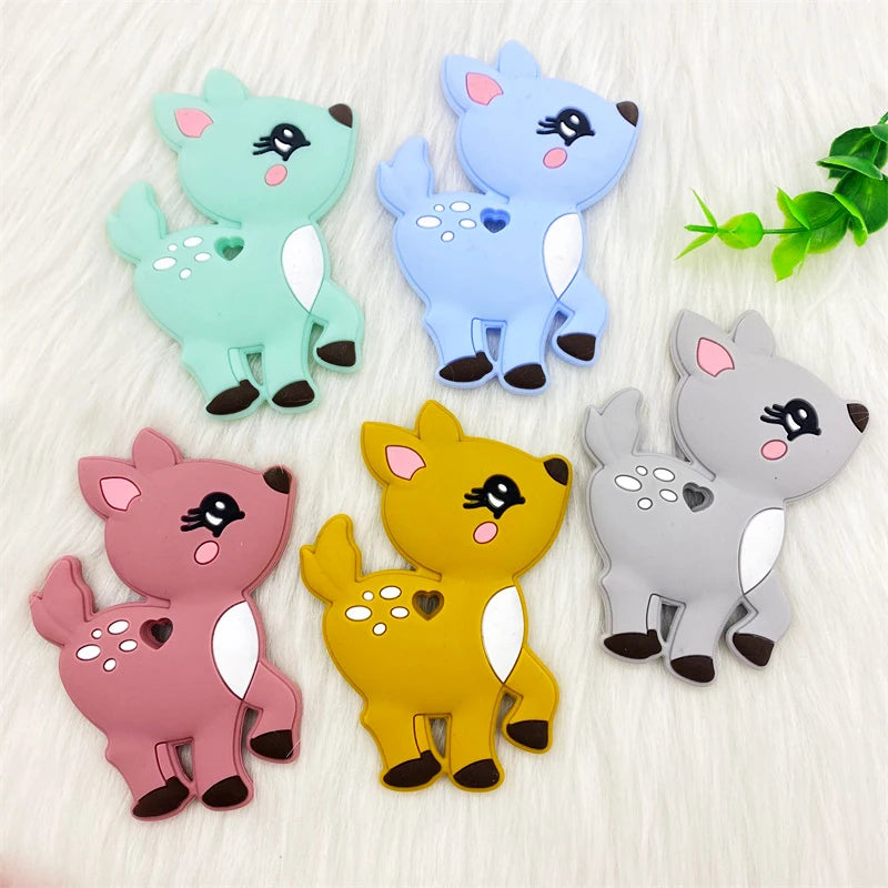 1pcs Silicone Fawn Teether Silicone Pandents DIY Teething Toys For Teeth Tiny Rod Baby Teethers Gift