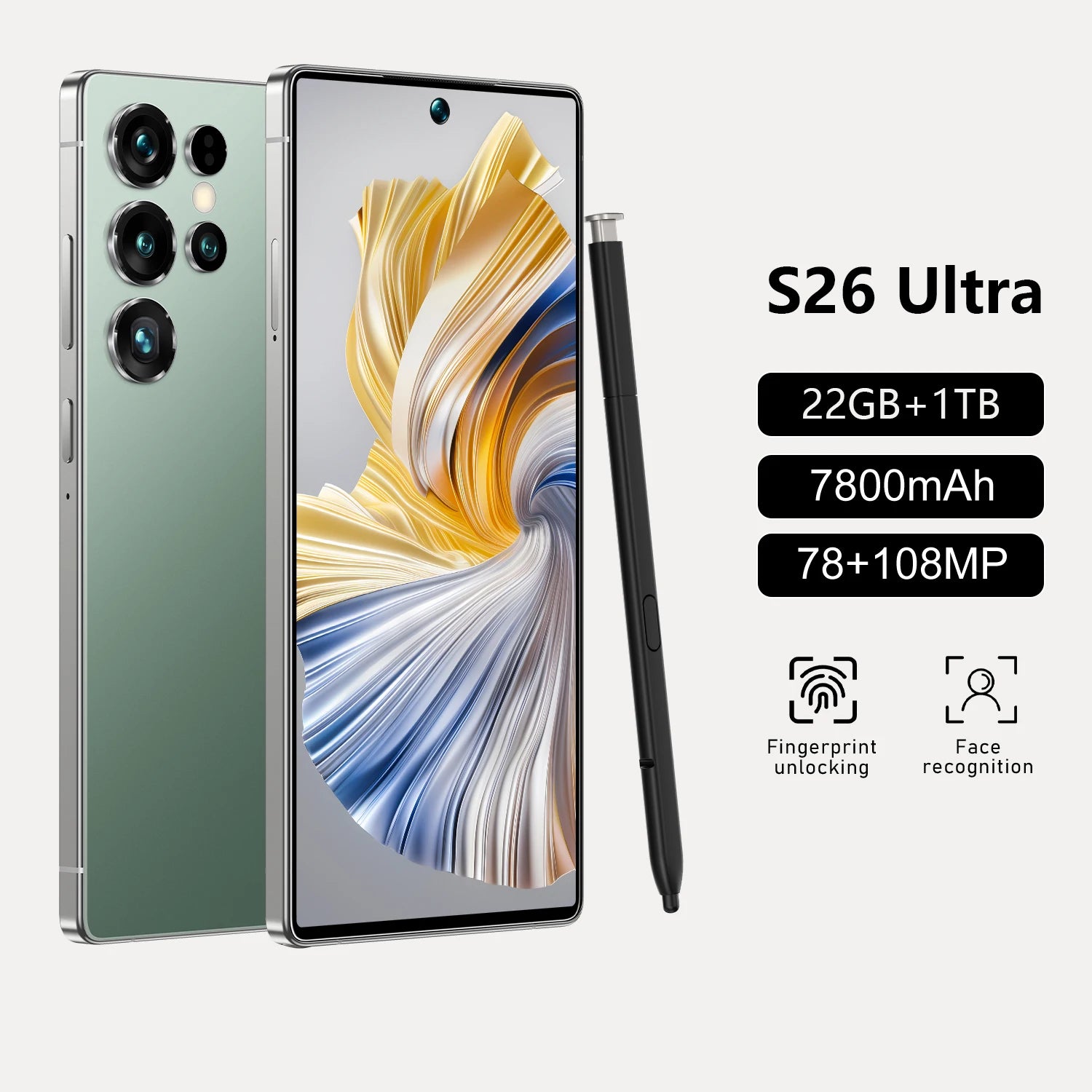 S26 Ultra 5G Smartphone 22GB RAM 1TB Storage - Unlocked Dual SIM dark green 22GB 1TB Tidesmit