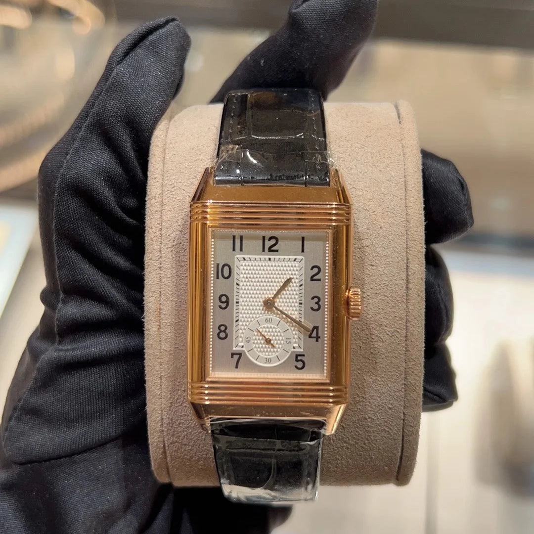 Reverso Luxury Diver Rectangular Dual-Face Flip Dual Time Mechanical Watch 45-Hour Power Reserve 20mm Analog Coin European