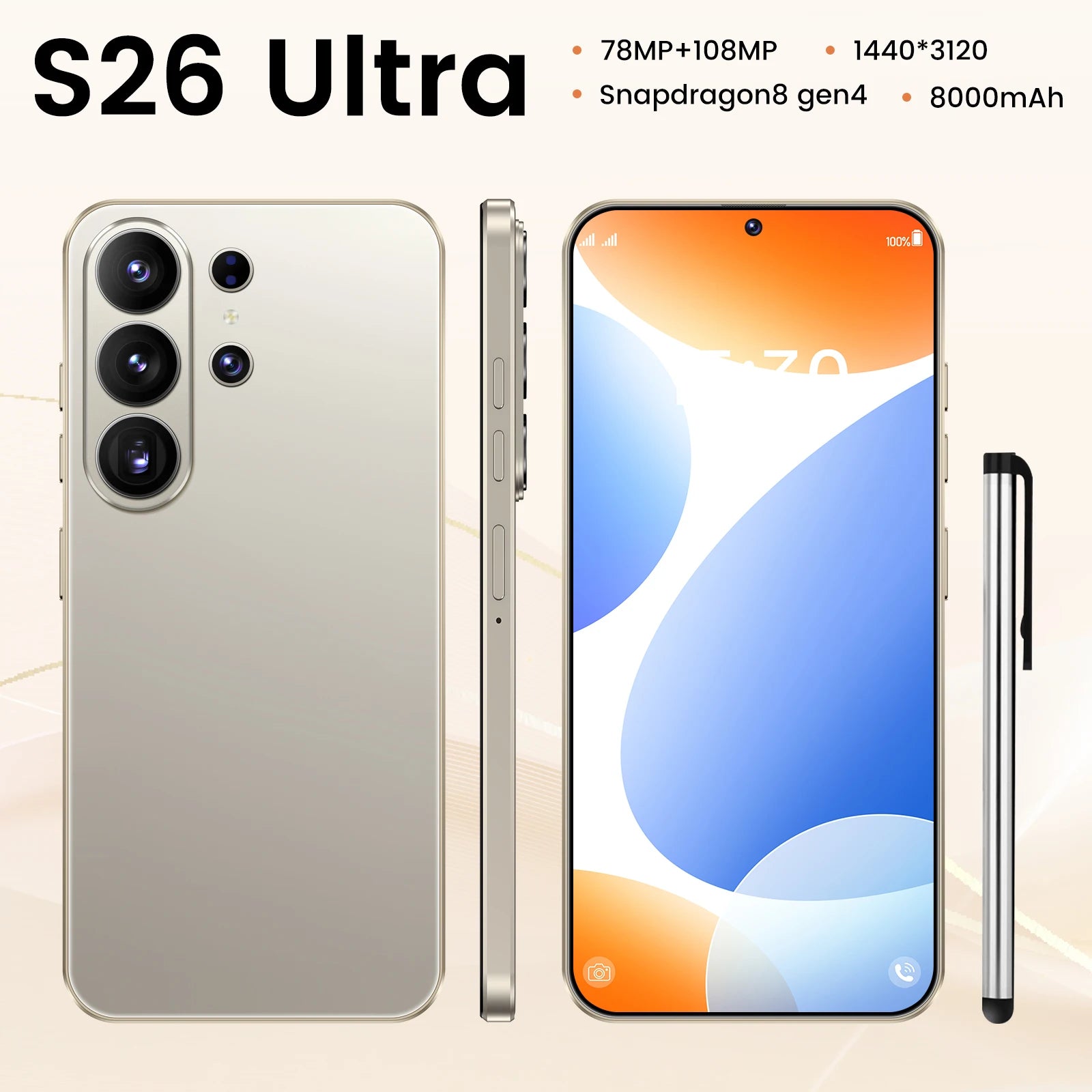 Original S26 Ultra 5G smartphone with 16GB RAM and 1TB storage, featuring an HD gaming screen, dual SIM, and French OS.