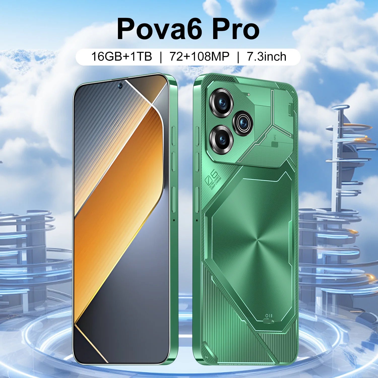 Pova 6 Pro 5G Smartphone - 16GB RAM, 1TB Storage - Silver Tidesmit