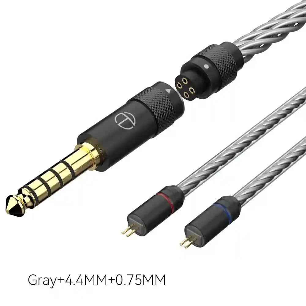 16-Core Silver Plated Replacement Cable for HiFi Headphones Gray 0.75 4.4 Tidesmit