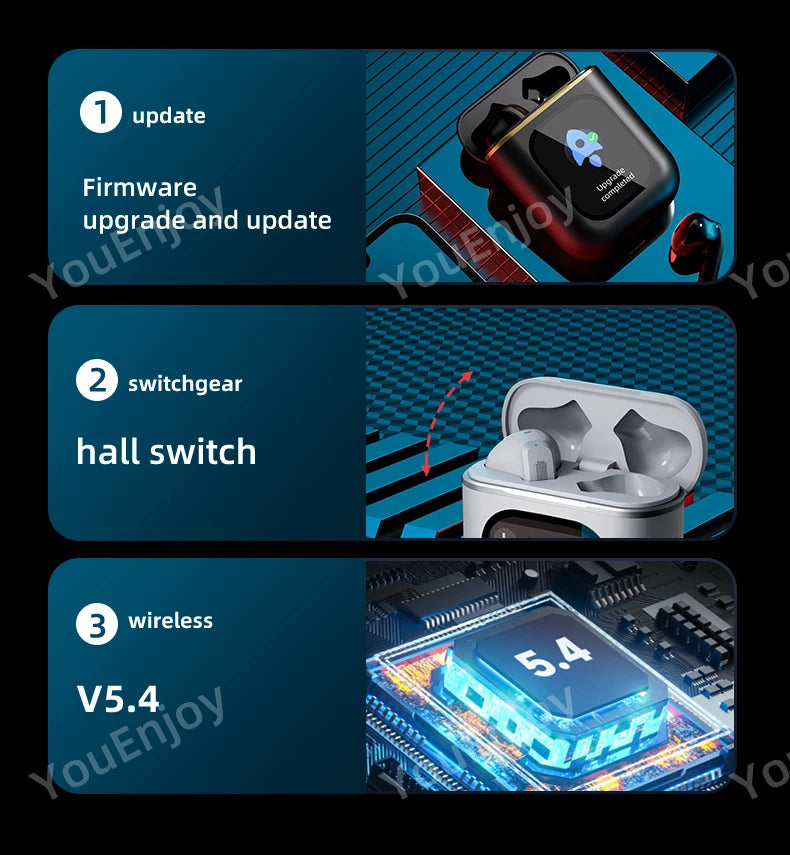 Wireless Smart JB ANC LCD Touch Screen TWS Earbuds Active Noise Cancelling In-Ear K2 Headphones with Jl Chipset Tidesmit