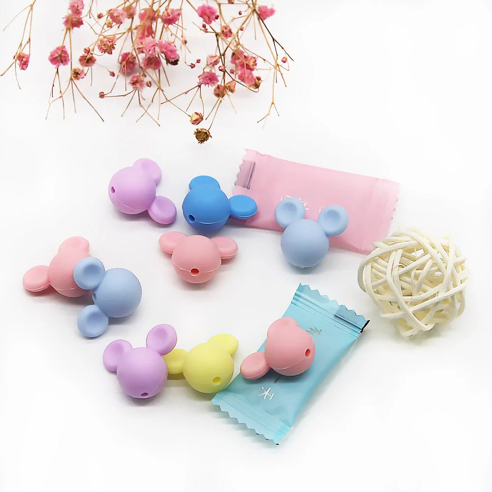 Cute-Idea 10pcs Heart  Silicone Beads Teether Chewable Teething BPA Free Newborn Nursing Baby Pearl Pacifier Clips Food Grade