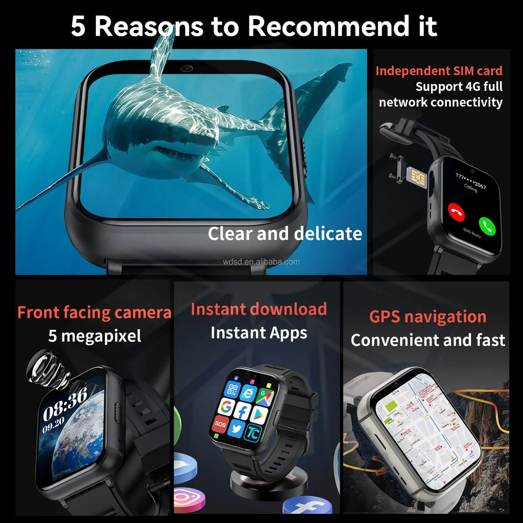 4g Smart Watch Fitness Clock Android Music with Camera Radio Metal Oem Ips Q668 Full Screen Sport Waterproof Mini Phone Black - Tidesmit