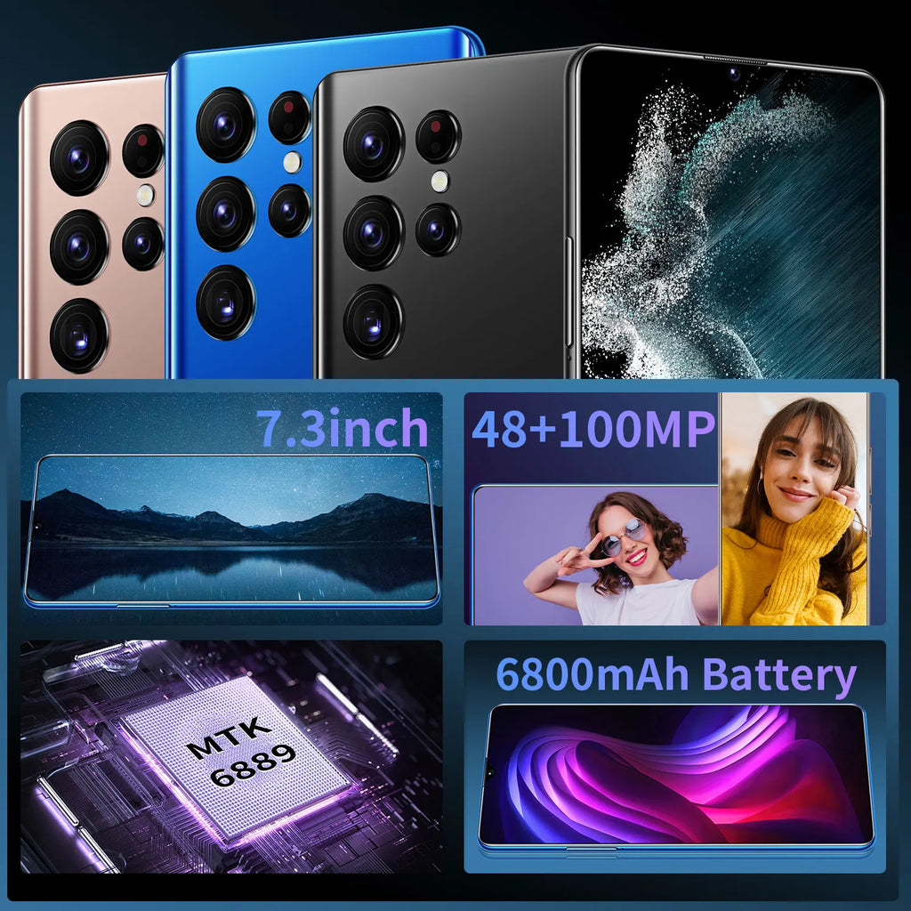 Hot Selling S23 ULTRA Original 16GB+1TB 7.3 Inch Full Display Android 14 Mobile Cell Smart Phone Tidesmit