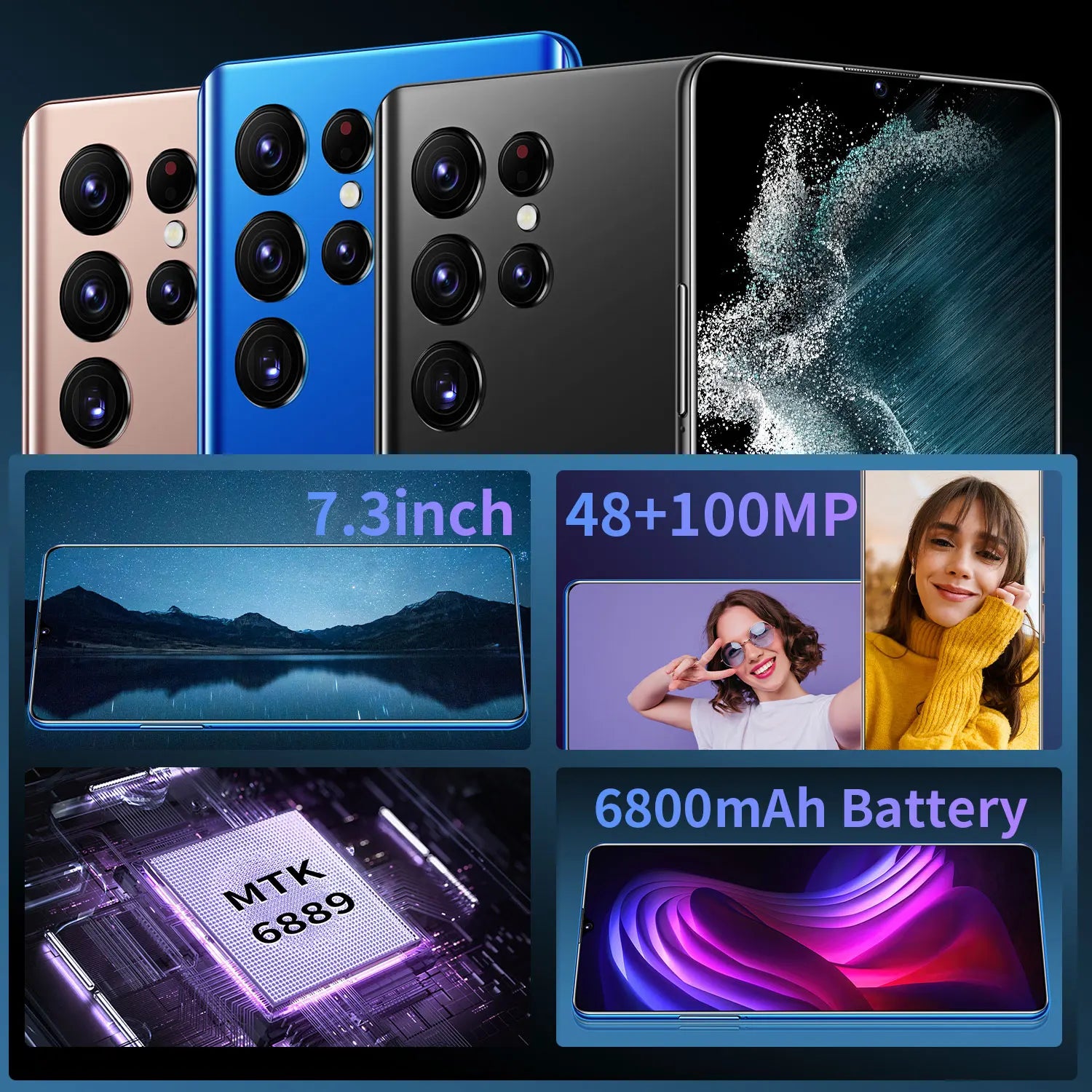 Hot Selling S23 ULTRA Original 16GB+1TB 7.3 Inch Full Display Android 14 Mobile Cell Smart Phone Tidesmit