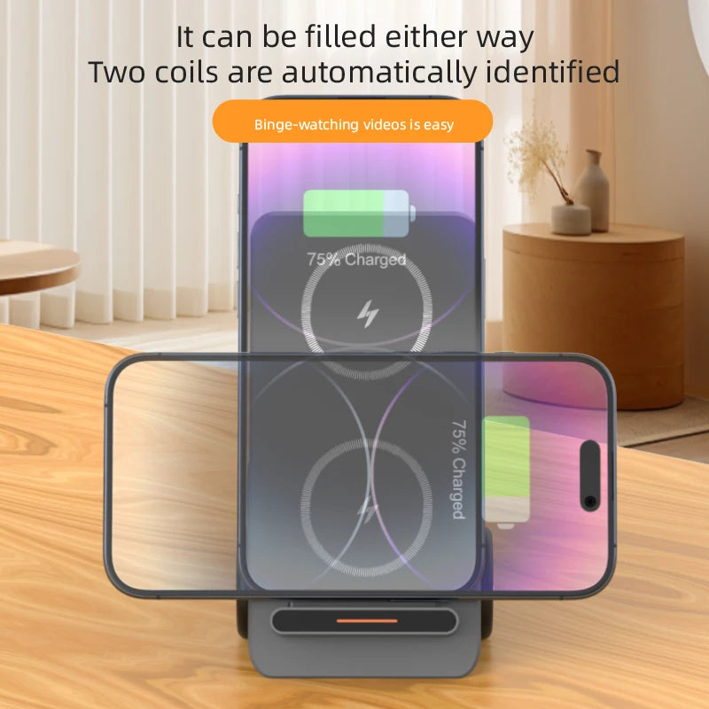 Portable 3 in 1 Wireless Charger Multifunction15W Wireless Phone Charger for Smartphone iphone Charger Tidesmit