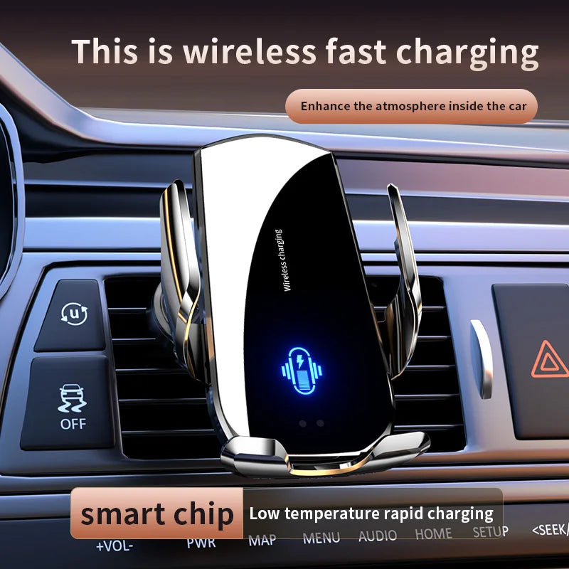 15W Car Wireless Charger Magnetic Fast Charging Station Air Vent Touch Button Car Cell Phone Holder 360Rotation Tidesmit