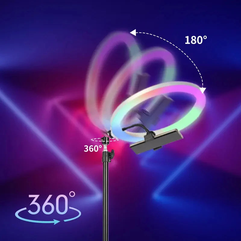 14inch Two Sides Crystal Led Selfie Ring Light for Live Streaming Professional Rgb Fill Lamp With Phone Holder for Game Tiktok Tidesmit