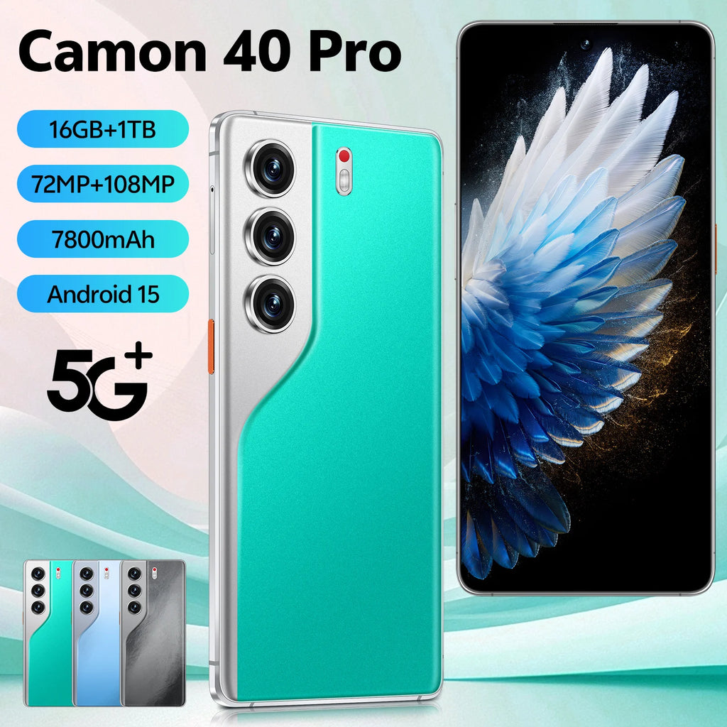 Camon 40 Pro 5G Smartphone, 16GB RAM, 1TB Storage - Blue Tidesmit