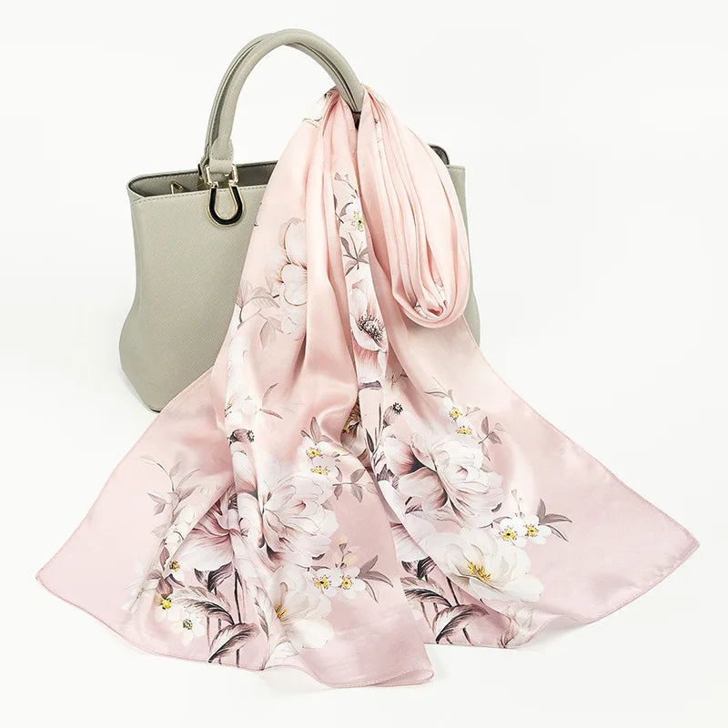 Custom Fashion Headwraps Women Silk Scarves Luxury Mulberry Silk Hijab Muslim Ultralight Ladies Scarf Digital Print