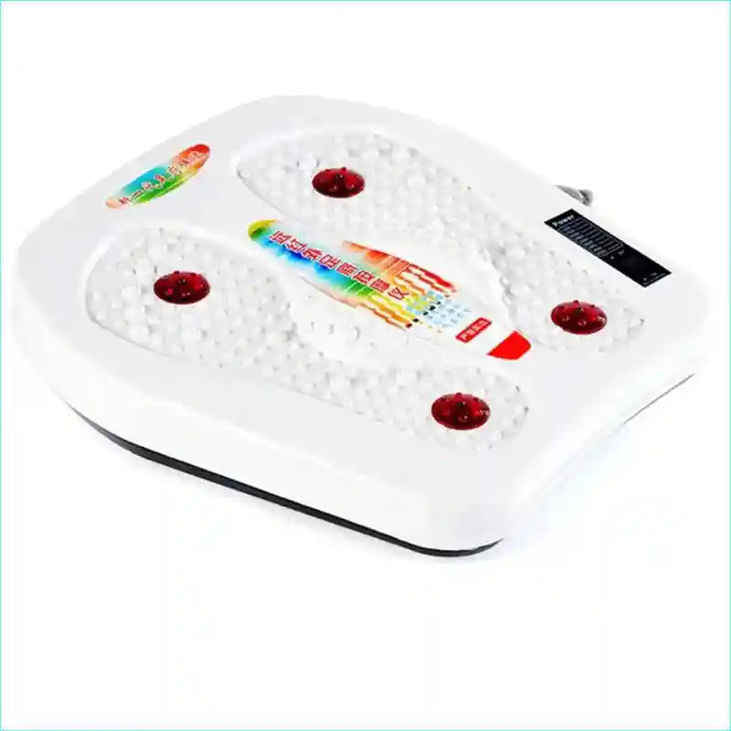 White electric vibrating foot massager with infrared heating, acupressure nodes, and magnetic wave therapy.