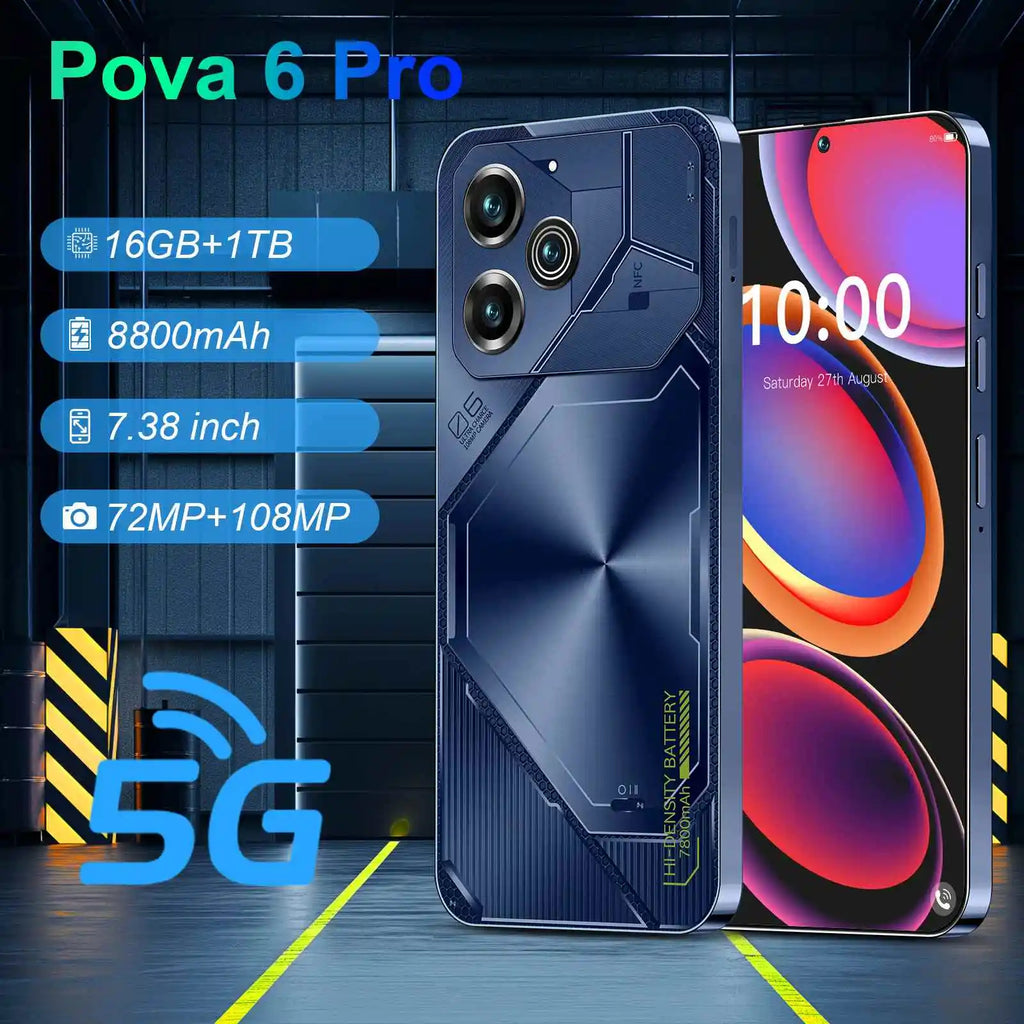POVA 6 Pro 5G Smartphone 16GB RAM 1TB - Green & Blue Tidesmit