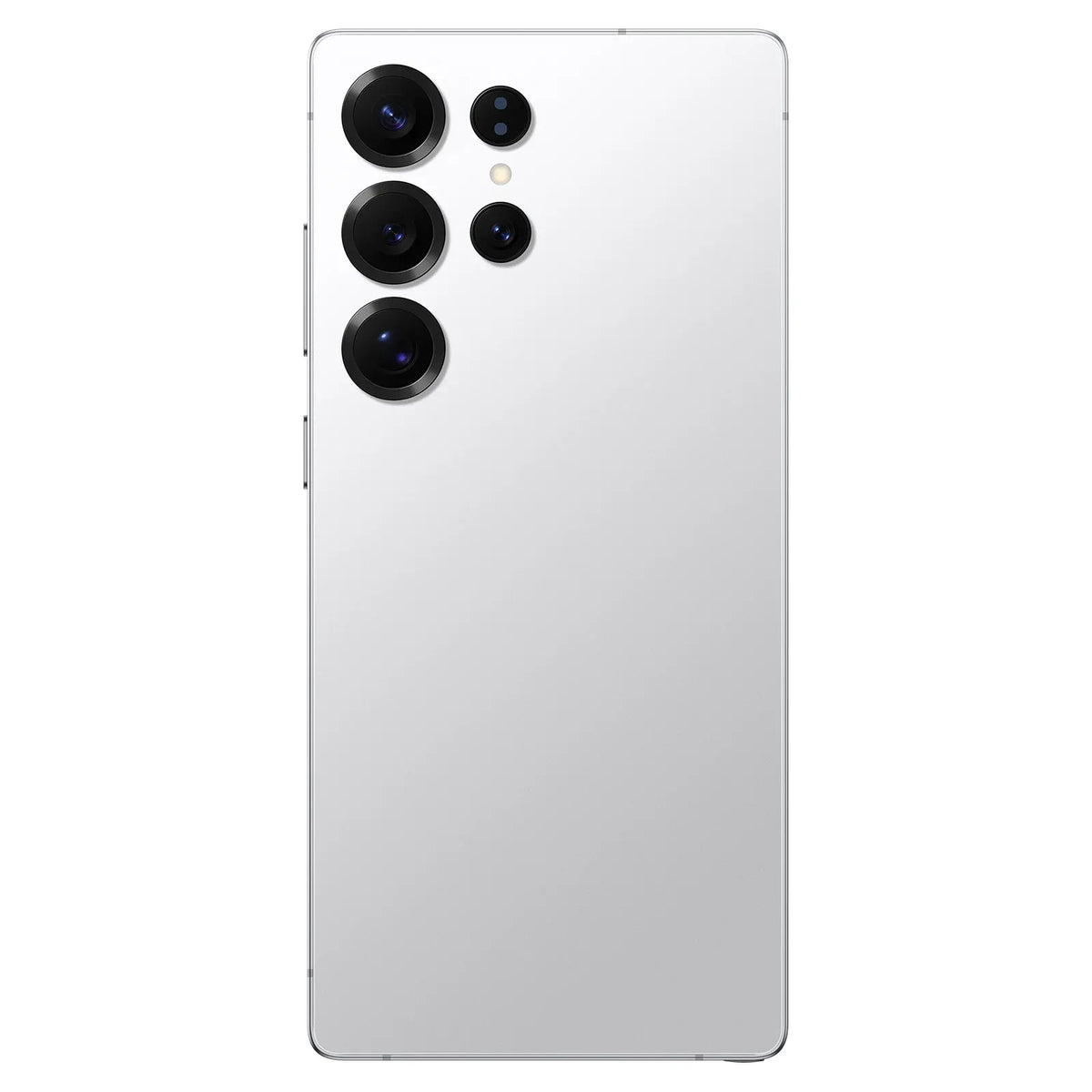 Light gray smartphone back with quad camera module and circular flash
