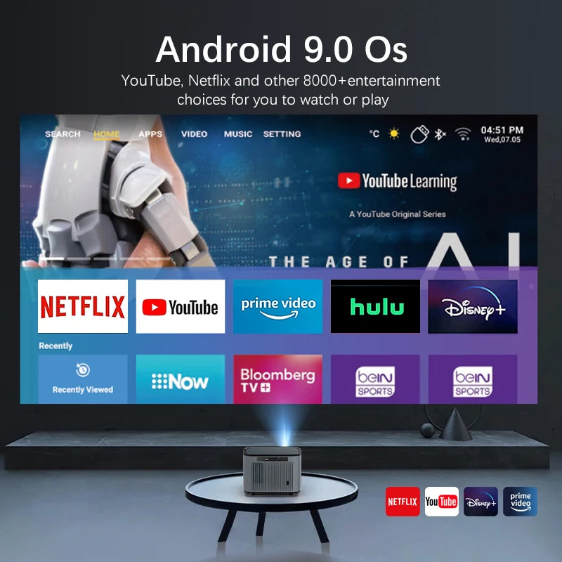 Free Shipping Smart 4K Android 9.0 Projector 4K WiFi 5G LCD Home Theater 1080P Portable Home Made Video Projector Tidesmit