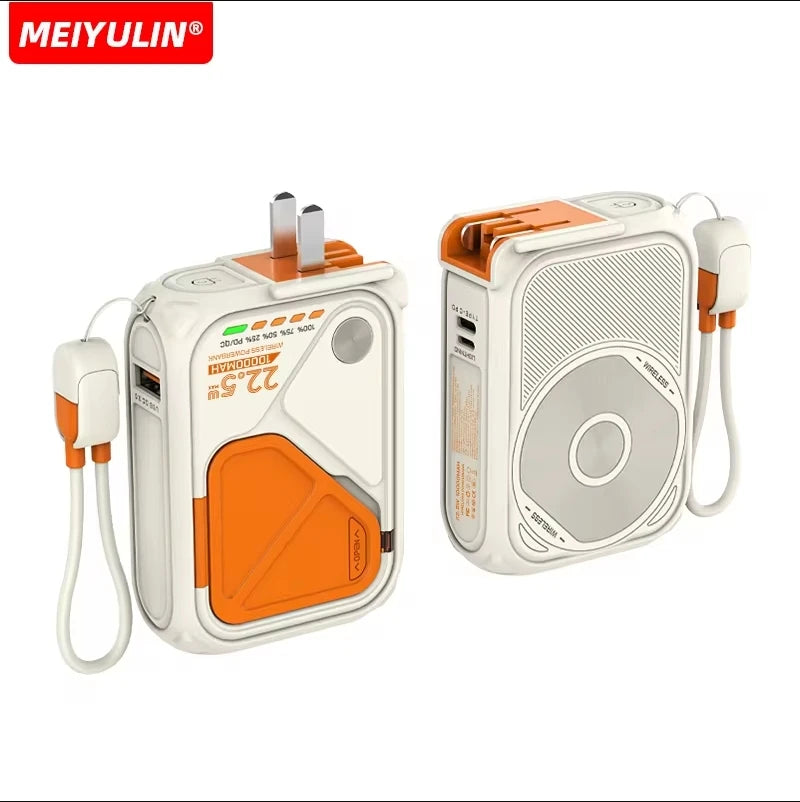 Power bank charger-10000mAh Magnetic Wireless Power Bank Portable 10000mAh Fast Charging Type-C Cable External Battery for iPhone Samsung Xiaomi 10000mAh white Tidesmit