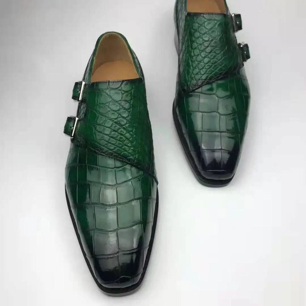 Genuine crocodile Leather Party Shoes Men Goodyear Chaussures Homme Monk Strap Stylish Men Shoes Decent alligator Shoes for Men