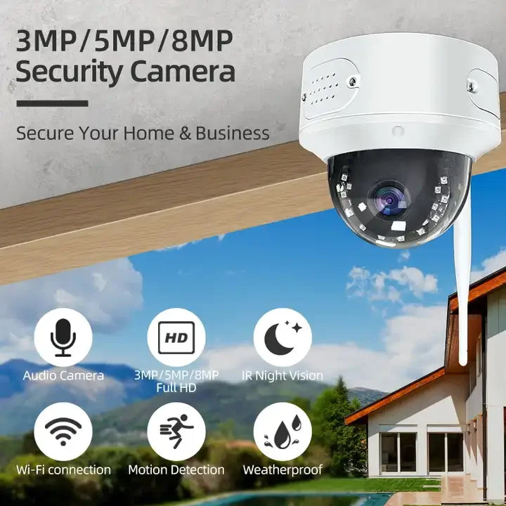 ICsee Sunisee 5mp Outdoor Wifi Camera AI Smart Home Indoor Dome Vandal Proof Tuya Smart App Wireless Security Camera Tidesmit