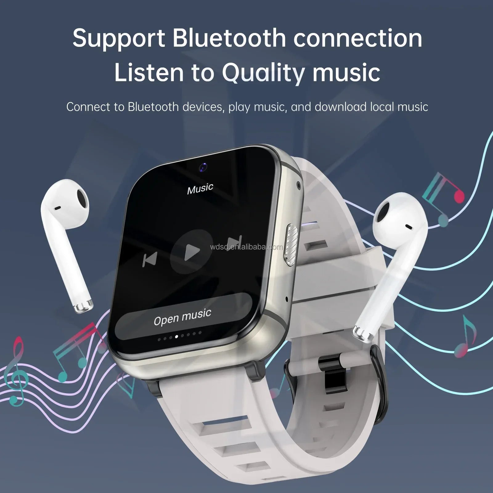 4g Smart Watch Fitness Clock Android Music with Camera Radio Metal Oem Ips Q668 Full Screen Sport Waterproof Mini Phone Black - Tidesmit