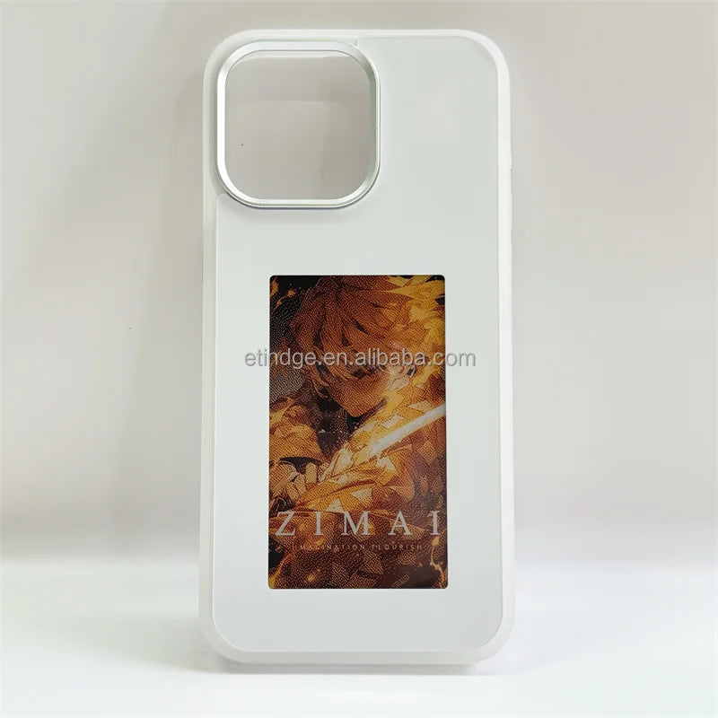 New Designer NFC Smart E Ink Screen Display Smart NFC Phone Cases for iPhone 13 14 15 Pro Max DIY White Paper box packaging Tidesmit