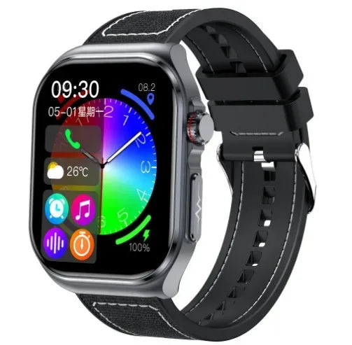 ET585 Men's 2.04 Inch AMOLED Square Screen Touch Fitness Smart Watch IP68 Water Resistant Rubber BT Call Sports Fitness Tracker - Tidesmit