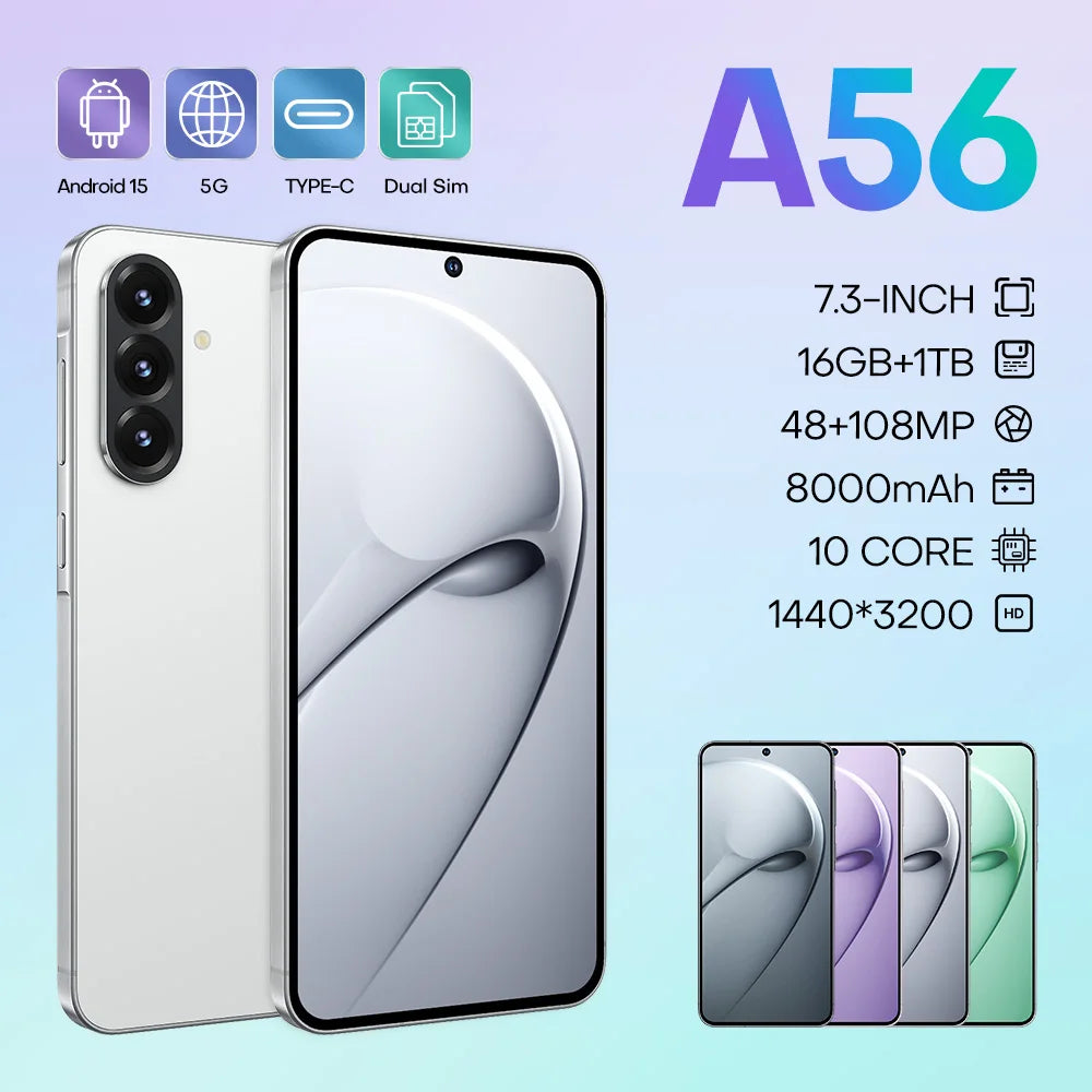 Tidesmit 5G Smartphone, 1TB Storage, 16GB RAM, Dual SIM Unlocked White 16g 1TB Tidesmit