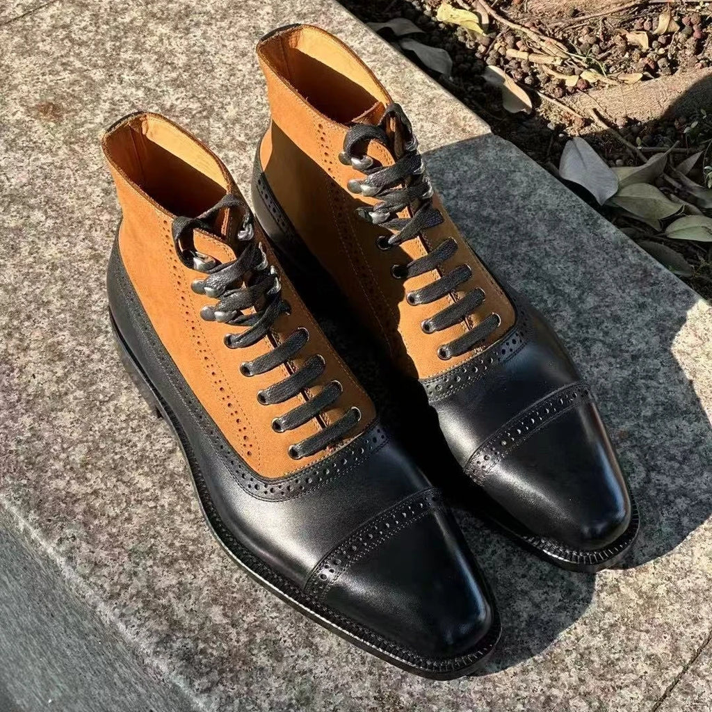 Men Blake Goodyear Welt Boxing Boot Shoes Top Calf Leather Ankle Sneakers Handmade Casual Mans Classic Lace up OEM ODM Factory