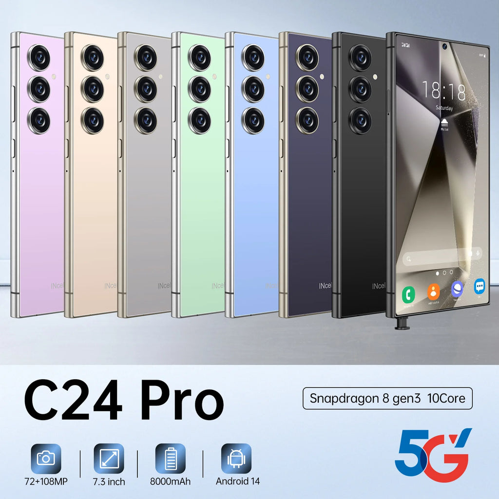 2025 Brand New S25 Ultra C24 I16 Pro Max 16GB+1TB 5G Smart Phone 7.3-Inch 48MP+108MP Android 5G Gaming Smartphone Tidesmit