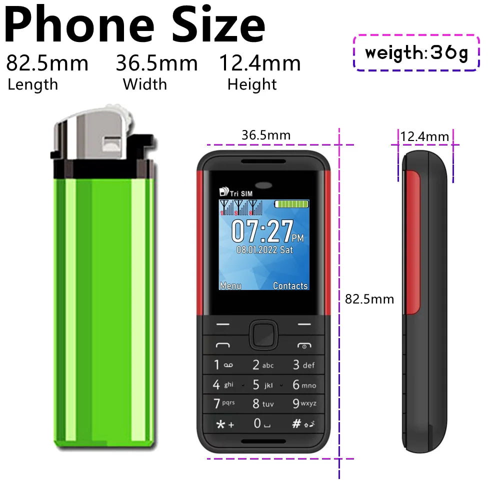 SERVO BM5310 Mini 3 SIM Standby Feature Mobile Phone Speed Dial Magic Voice Blacklist MP4 Player FM Radio Small Backup Cellphone