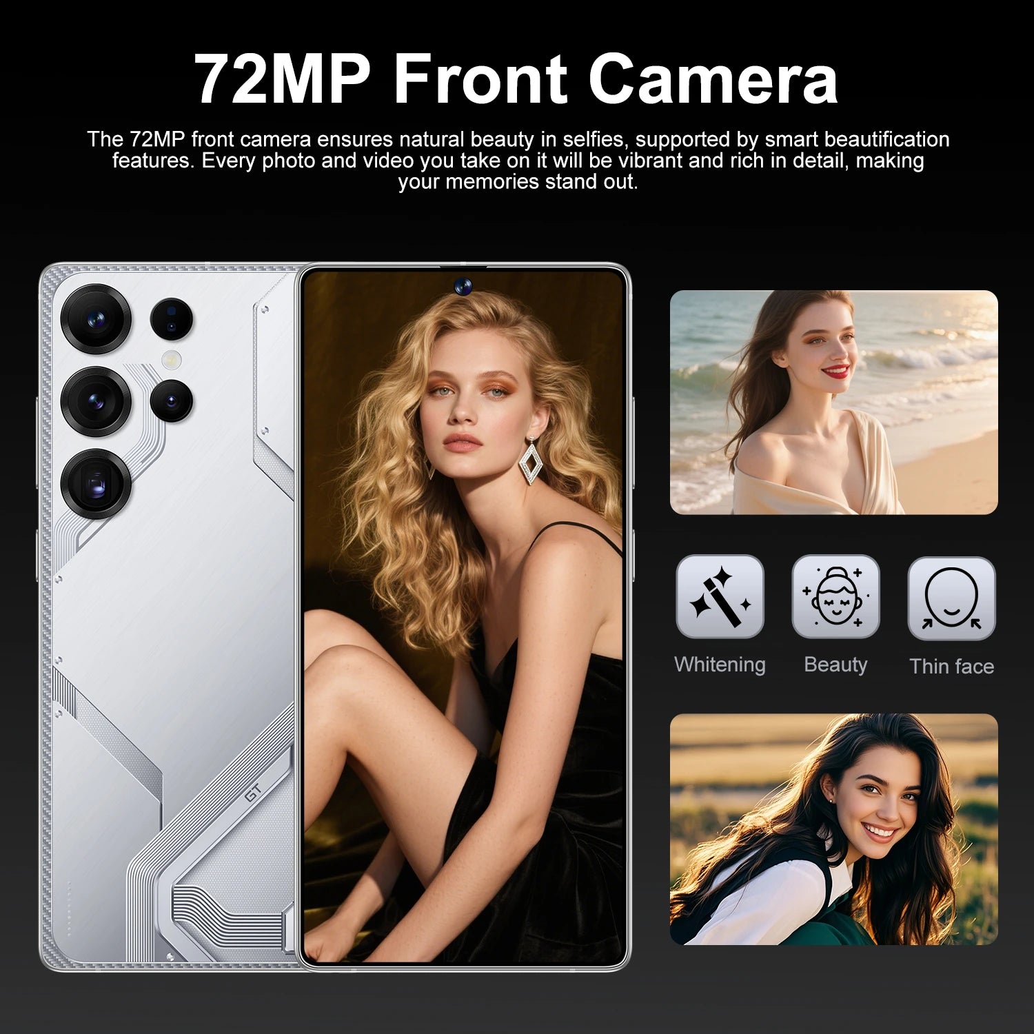 Tidesmit S26 Ultra 5G Android smartphone with 12GB RAM, 512GB ROM, 7.3 inch HD screen, stylus, and global dual SIM.