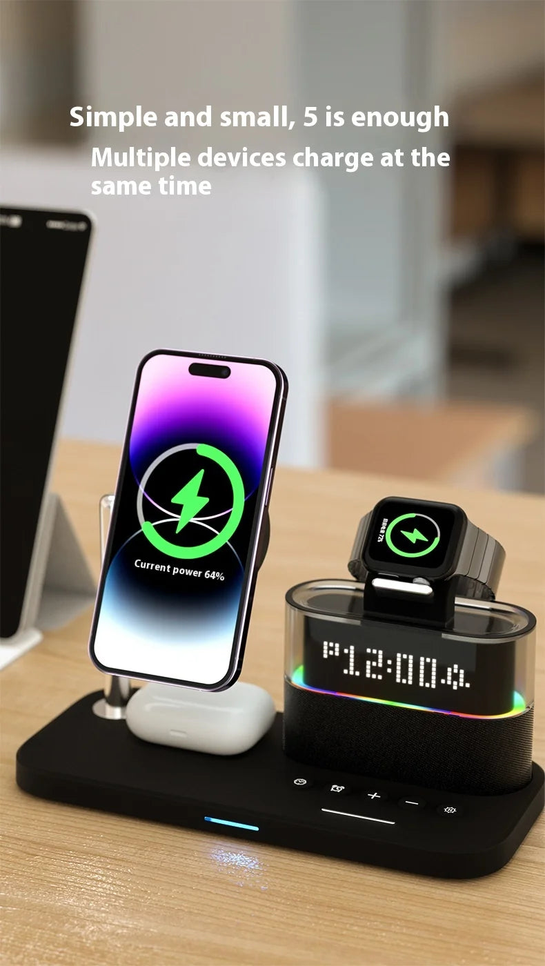 Three-In-One Wireless Charger with Magnetic Feature 15W USB Input for Apple Mobile Phones Headphones Watches Tidesmit