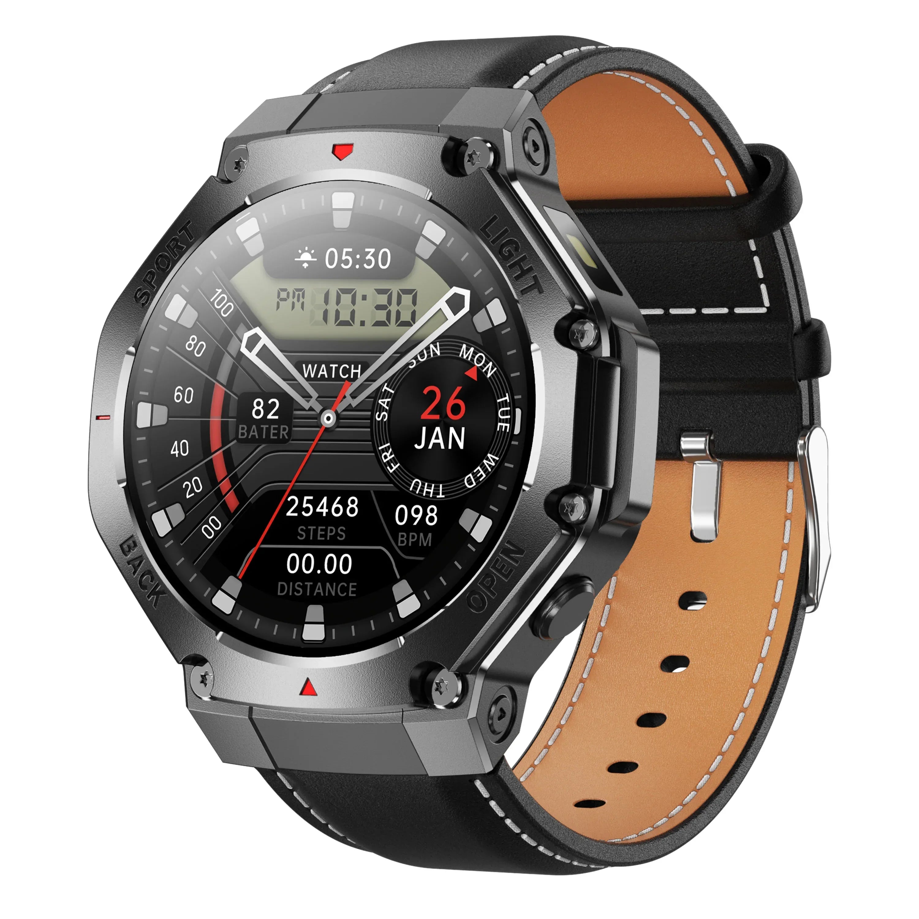 2024 TR3 MAX Men Outdoor Sports Smartwatch 1.53Inch Round BT Call Health Monitoring Smart Watch with Flashlight - Tidesmit