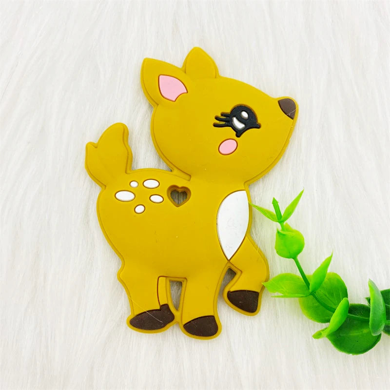 1pcs Silicone Fawn Teether Silicone Pandents DIY Teething Toys For Teeth Tiny Rod Baby Teethers Gift