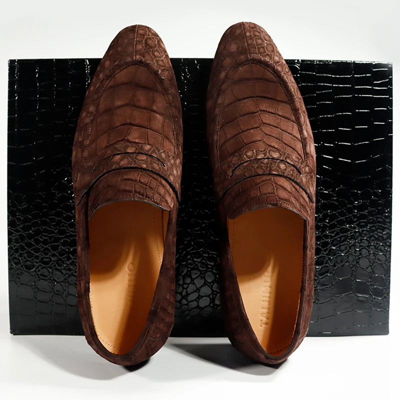 Goodyear Nubuck Genuine Crocodile Leather Men Casual Shoes Alligator Custom Loafer Shoes for Men Luxury Top Grade Shoes Men