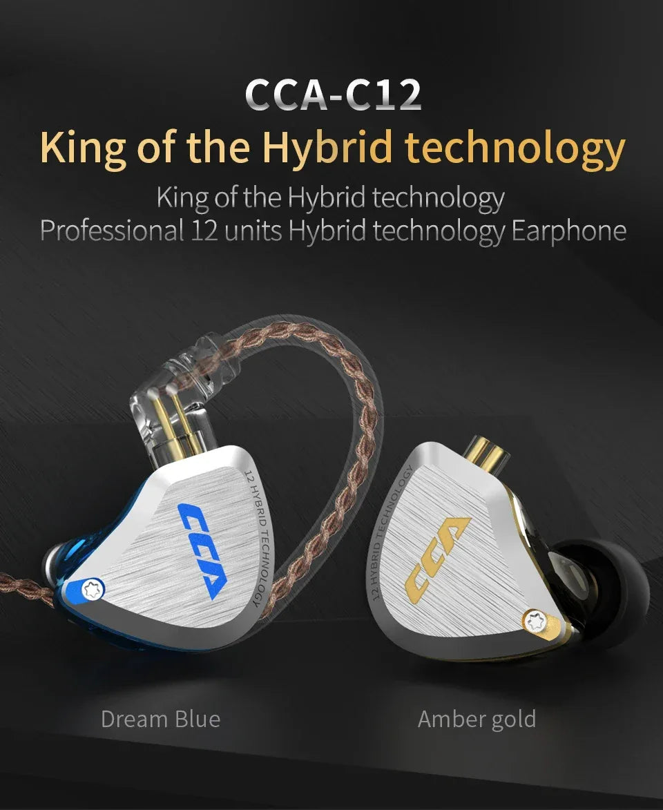 CCA C12 In-Ear Monitor Headphones - 12-Driver Hybrid HiFi by Tidesmit Tidesmit