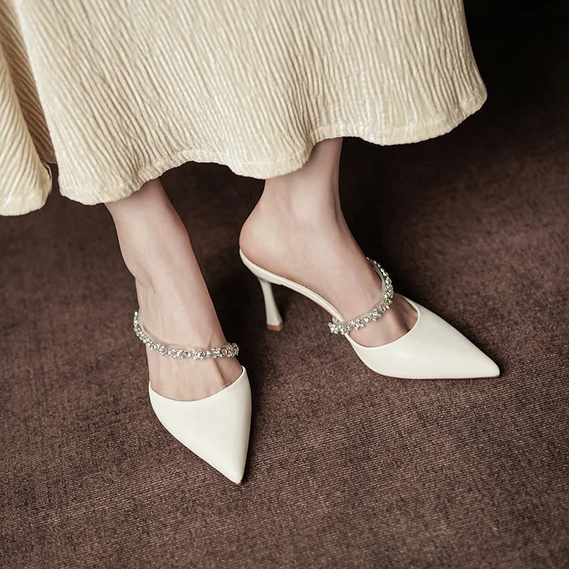 Women's Solid High Heels Stiletto Heel Pointed Toe French Elegant Versatile Sandals