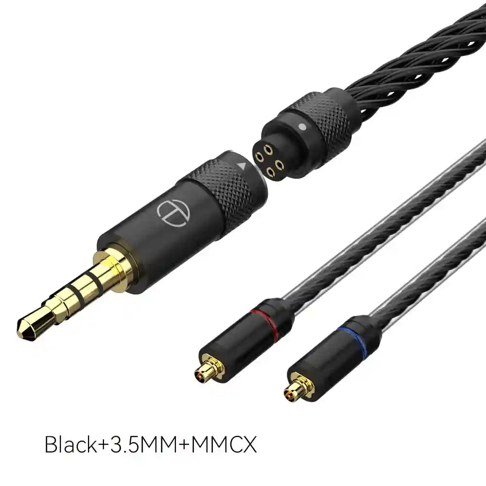 16-Core Silver Plated Replacement Cable for HiFi Headphones Black mmcx 3.5 Tidesmit