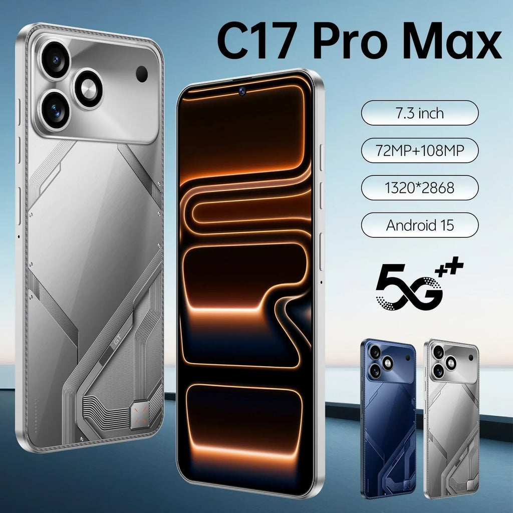Tidesmit C17Pro smartphone featuring 16GB RAM 1TB storage 7.3 inch screen and 8000mAh battery in sleek finish.