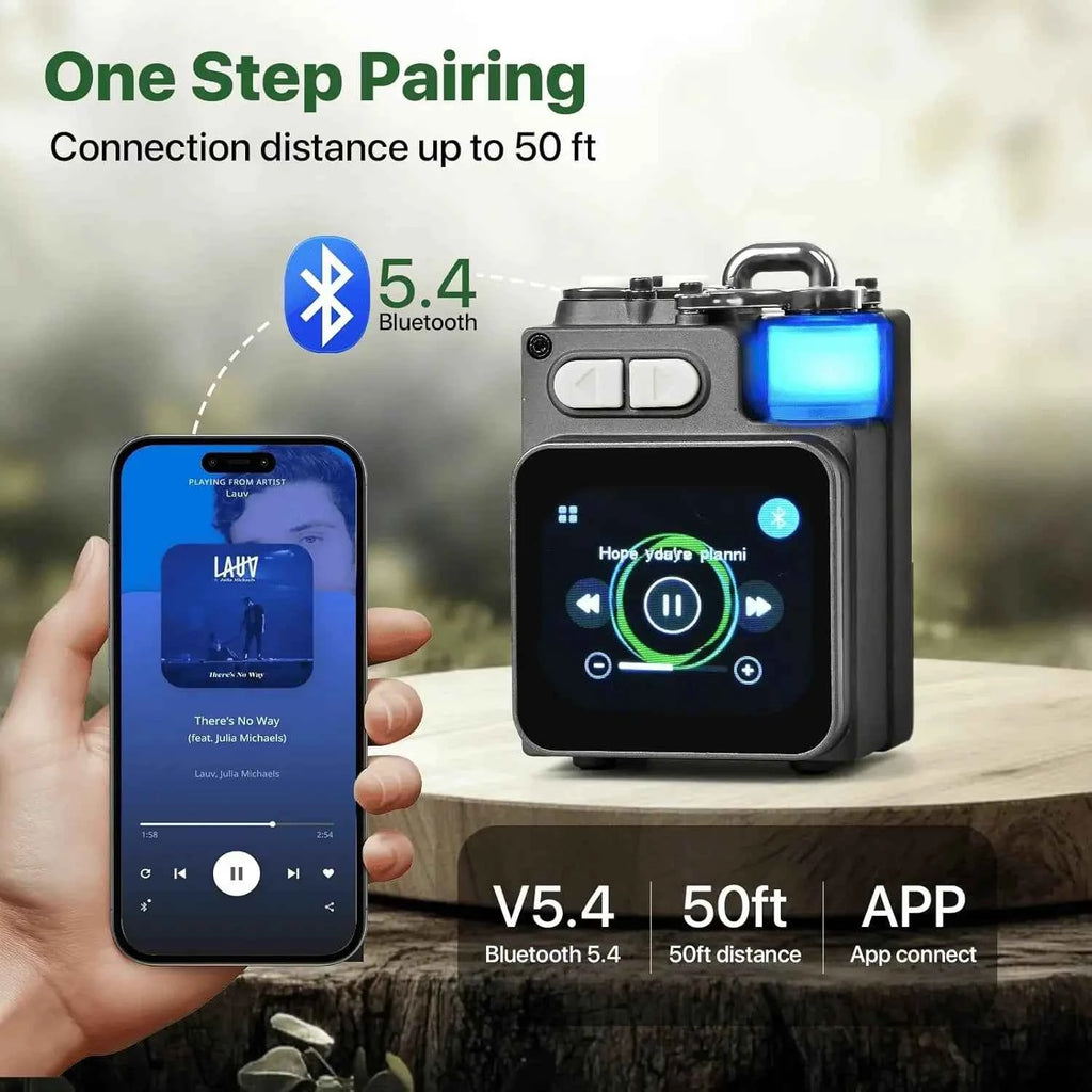 Factory New V8 Portable Mini BT Speaker LED Light Smart Touch Screen Rechargeable Battery Speaker for Outdoor Activity My Store